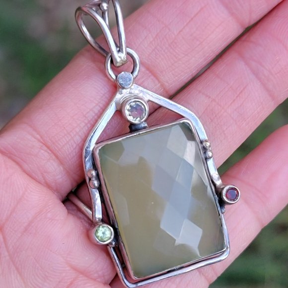 Stunning artisan handmade 925 sterling silver cushion cut chacelodony w/quartz - Picture 16 of 16